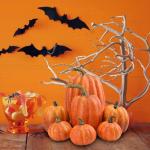 7 stuks kunstpompoenen, pompoen, decoratie, sierpompoen, kunstplantset voor Halloween, decoratie, herfstdecoratieset, 4 maten, geel