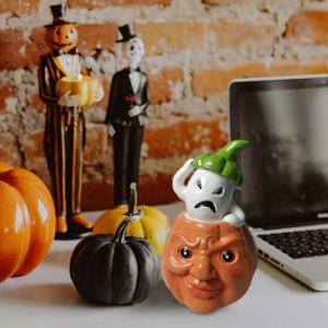 Kürbis-Geist-Figuren, Kürbis-Geist-Statue aus Kunstharz, Tischdekoration, Halloween-Tischdekoration, Partyzubehör, Einweihungsgeschenke (B)