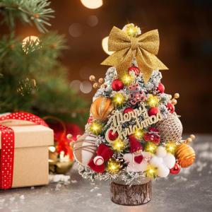 Mini Weihnachtsbaum Kleiner Weihnachtsbaum Mit Beleuchtung LED, Weihnachten Deko Kunst Weihnachtsbaum Mit 30 LED In Warmweiß, Ca. 25 cm Hoch, Schwer Entflammbar Tisch Christbaum K