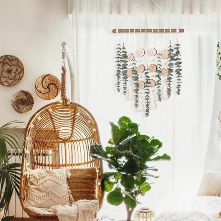 Badkamer Decor Kunstmatige Eucalyptus Groen Opknoping Muur Decor Faux Eucalyptus Bladeren Opknoping Plant Met Houten Stok Met Rustieke Boerderij Voor Slaapkamer Kwekerij Boho Woond