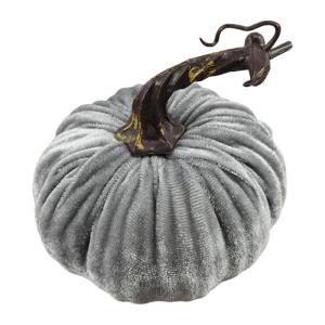 Fluwelen set – kunstpompoenen met echte stelen in verschillende maten – voor Halloween, Thanksgiving, herfstdecoratie, oogstfeest en presentatie, luxe, realistische pompoendeco