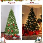 Kunstkerstboom, 180 cm/225 cm, dennenboom met metalen standaard, kerstboom 928/1346 twijgen, pvc-naalden, kunstboom, Kerstmis, klapsysteem, groen (225 cm)