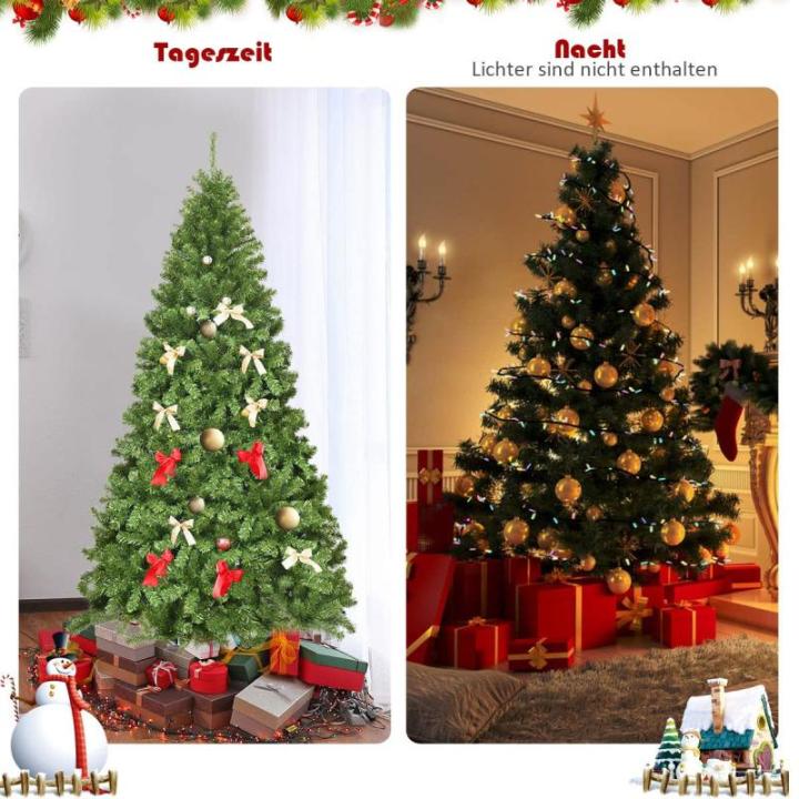Kunstkerstboom, 180 cm/225 cm, dennenboom met metalen standaard, kerstboom 928/1346 twijgen, pvc-naalden, kunstboom, Kerstmis, klapsysteem, groen (225 cm)