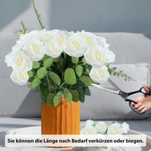 Kunstrozen, 15 stuks, kunstbloemen, net echt, lange stem, kunstrozen voor doe-het-zelf bruiloftsdecoratie, bruidsboeket, tuin, feest, hotel, kantoor, decoratie, rozen (wit)