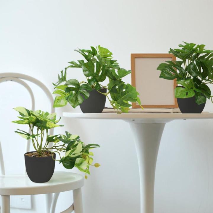 Monstera kunstplant in potten, mini-, voor binnen en buiten, als echt geschikt voor balkon