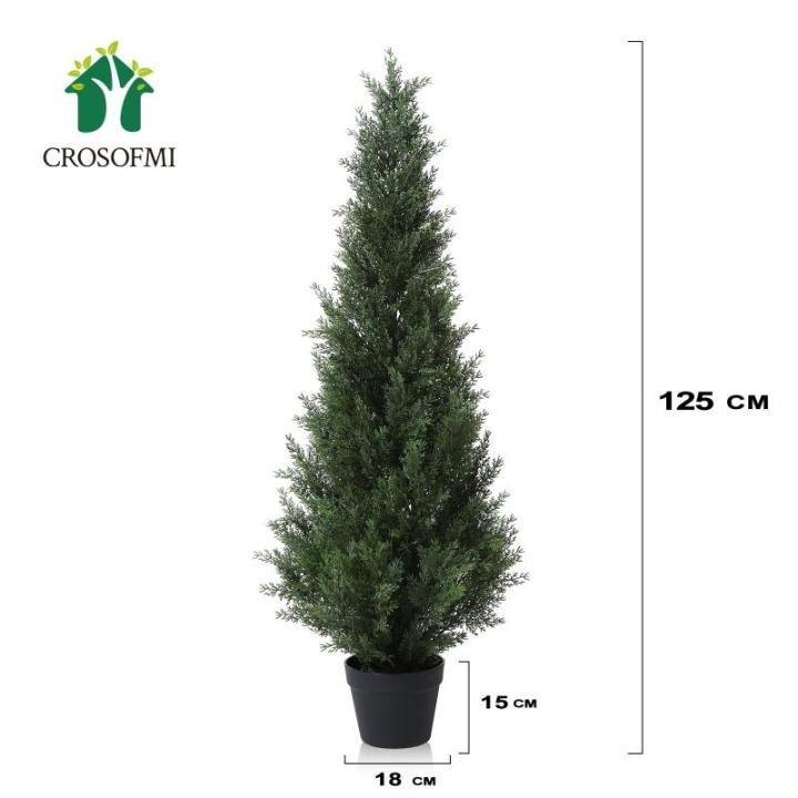 , grote cederboom, 125 cm, als echt in pot, kunststof, buitendecoratie, verpakking van 2 stuks