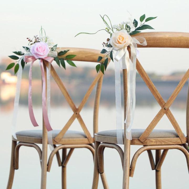 Künstliche Stuhllehne, Blumenarrangement, mehrfarbig, für den Außenbereich, Hochzeit, Stuhl, Dekoration, Hochzeitsdekoration
