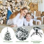 Kunstkerstboom met sneeuw en warmwitte ledverlichting, dennenboom met metalen standaard, pvc-naalden, kunstboom, klapsysteem, 225 cm, 180/225 cm