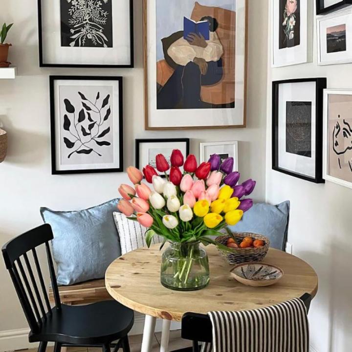24 stuks tulpen kunstbloemen echte touch latex tulp bloemen decoratie kunstplant lengte 34 cm voor thuis kamer bruiloftsboeket party bloemstuk