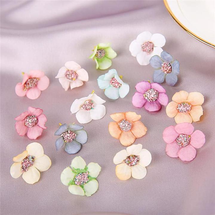 150 stuks gemengde mini-, kleurrijke bloemen, madeliefjes, pastelmengsel, kleine bloemen, zijden koppen, strooier, voor handwerk, bruiloft, woondecoratie