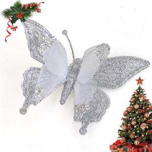 3 Pcs Silber Ornamente Für Weihnachtsbaum, Weihnachten Weihnachtsstern Künstliche Blumen Dekorationen, für Weiß Silber Weihnachtsbaum Wreaths Floral Geschenk Winter Hochzeit Ur