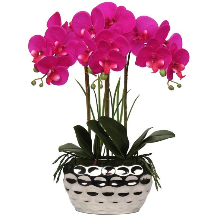44 cm kunstorchideeën Phalaenopsis kunstbloemen als echt decoratief orchidee bonsai kunstplant arrangement in keramische pot voor tafel woonkamer wooncultuur decoratie