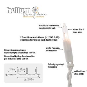 832051 Mini-lichtketting voor , 20 reservelampen, heldere warme verlichting, verlicht 2,85 m, witte lichtketting met 20 lampjes met stekker voor Kerstmis < 59 lumen