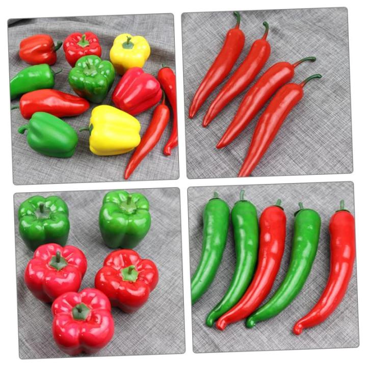 4 Sätze Simulationsmodell Paprika Schaufensterpuppe Maneküre- Set Schaufensterpfeffer Ziernieten Gefälschter Pfeffer Simulation Lebensmittelmodell Stütze Poly-Drache 5 Stück *