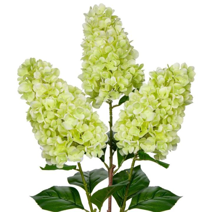 Set van 3 kunstmatige hortensia's kunstbloemen als echte lentebloemen, pluimhortensia, 73 cm, groene decoratieve bloemen, kunsttakken voor bloemstuk, thuis, resto, lentedecoratie