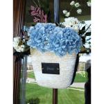Kunsthortensia, 2 stuks, lichtblauw, Ø 19 cm, kunstbloemen, hortensia, als echt voor bruidsboeketten, huis, kantoor, hotel, feestdecoratie, middenstukken, bloemstukken