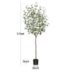 Eucalyptus Kunstplant, 150 cm, eucalyptus, decoratie voor binnen en buiten, moderne decoratie, , plastic planten in pot, voor thuis, slaapkamer, kantoor, tuin (2 stuks)
