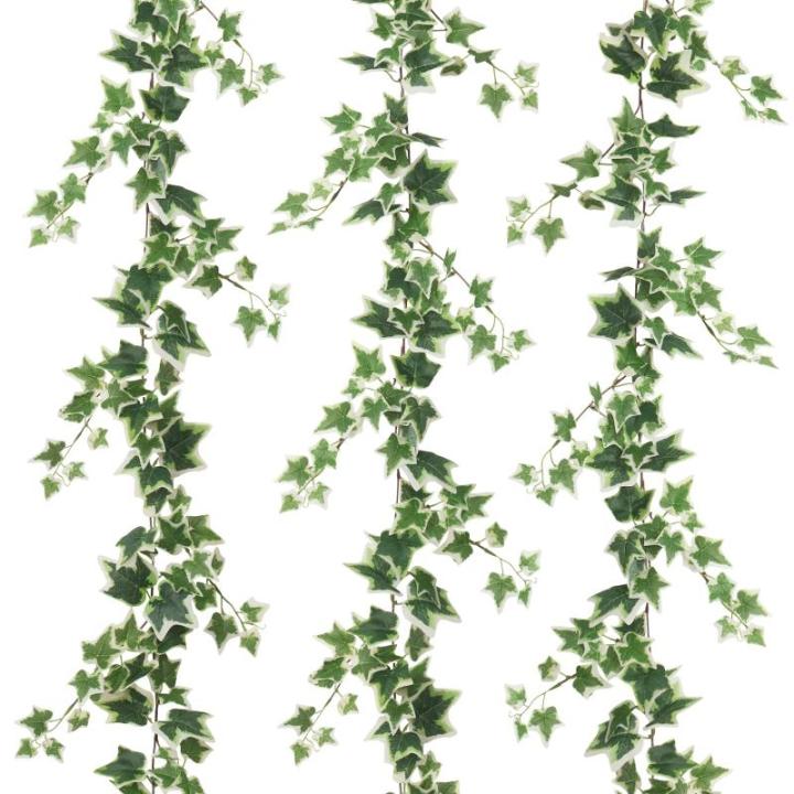 3 stuks kunstgroene klimop, 200 cm, geurloze zijden klimop, slinger met groene bladeren, namaakhangplant, decoratie voor muur, raam, bruiloftsfeest, binnen en buiten