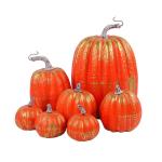 7 Stück Kürbisse, Thanksgiving-Kürbis-Dekorationen, Verschiedene Größen, künstliche Schaumstoff-Ernte-Herbst-Dekoration, künstliche Kürbisse, Dekorationen für den Innenber