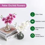 2 stuks kunstorchideeën wit met glazen vaas, kunstplant decoratie orchideeën kunstbloemen in vaas met Real Touch bloemen, namaak-orchideeën, kunstmatige bonsai voor hotel, woonk