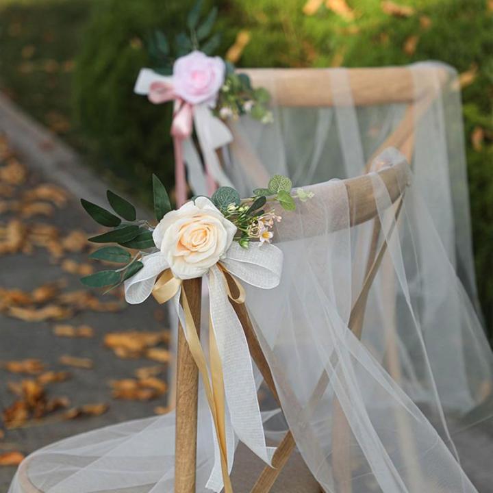 Künstliche Stuhllehne, Blumenarrangement, mehrfarbig, für den Außenbereich, Hochzeit, Stuhl, Dekoration, Hochzeitsdekoration