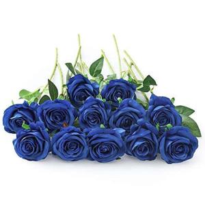 12 stuks Kunstmatige Rozen, 53cm Kunstrozen Enkele Lange Steel , Realistische voor Bruiloftsboeket, Thuis Tuin Woonkamer Hotel Kantoor Decoratie (Blau)