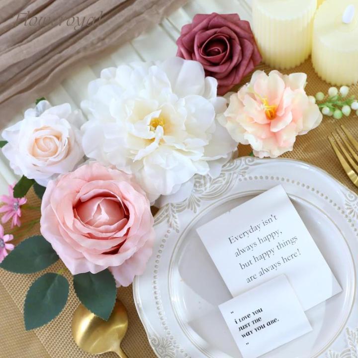Künstliche Blumen Combo Rosa Blumen Mix Seidenblumen Dahlie Rosen mit Stielen für DIY Hochzeit Brautsträuße Babyparty Blumenarrangement Tischdekoration Heimdekorationen