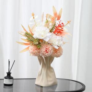 Kunstbloem zijden hortensia bloemstukken, witte bloem faux planten boeketten voor bruiloft decoraties, plastic bloemen tafel centerpieces voor thuis, tuin, kantoor decor (1, wit)
