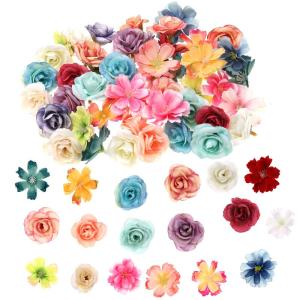 50 stuks mini-kunstbloemen om te knutselen, kunstbloemkoppen, decoratieve zijden bloemen, kunstbloemen, bloemendecoratie voor doe-het-zelf, thuis, scrapbooking, bruiloft, feest, th