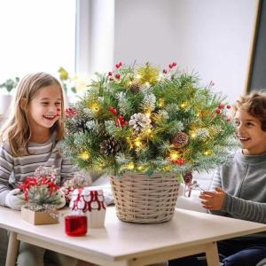 Prelit Holiday Planter Christmas Faux Holiday Planter Filler Holiday Planters Christmas Urn Filler Outdoor, Holiday Planter Decorations,Christmas Planter Filler Outdoor with Tripod