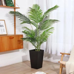 Künstliche Areca Palme 160 cm Fake Palm Tree 17 Stämme Faux Tree für Indoor Outdoor Modern Decor Feaux Dypsis Lutescens Pflanzen im Topf für Home Office (1 Stück)