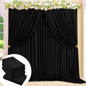 Faltenfreier schwarzer Polyester-Hintergrund: 4 Paneele, Hintergrundvorhang, 1,6 x 3 m, Party-Stoffhintergrund für Halloween, Geburtstag, Junggesellenabschied, Mottoparty, Bühnen