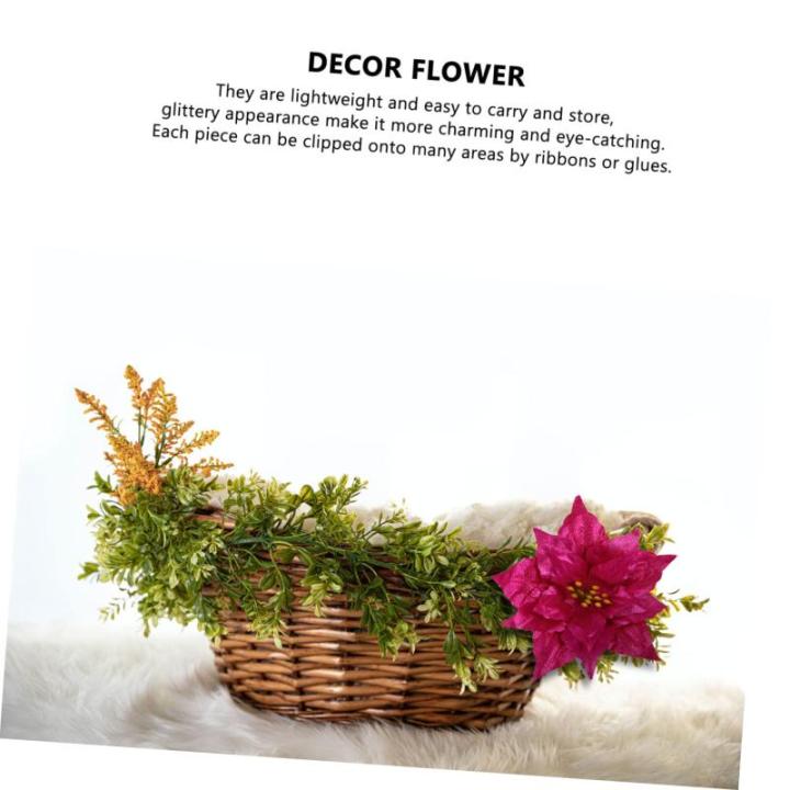 21 STK künstliche Blumen für Weihnachtsbaum gefälscht funkeln Hochzeitsdeko weihnachtsdeko kunstpflanze künstliche Pflanzen glitzernde weihnachtsblume Weihnachtsglitzerblumen S