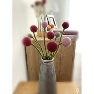 9 vilten bloemen, bloemen van vilt, boeket, bloemenboeket, cadeau, handgemaakt (wijnrood)