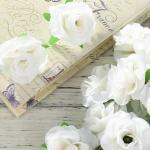 Kunstbloemkoppen, 50 stuks, kunstbloemen, rozen, voor bruiloft, feest, decoratie, doe-het-zelf (diameter 4 cm, wit)
