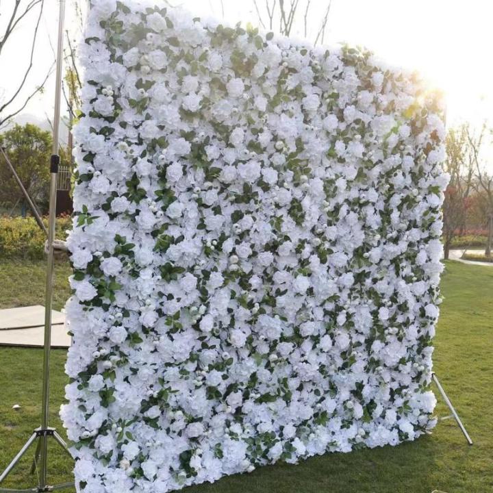 3D-Rosen-Blumen-Wandpaneel, Weiße Stoffbasis, Gefälschte Seide, Hochzeit, Party, Fotostudio, Blumen-Wandhintergrund Für Innen- Und Außendekoration(2 * 3M)