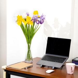 Iris 6 Pack 23,6 inch Real Touch Fake Flowers, voor bruiloft, huis, feestdecoratie (paars)