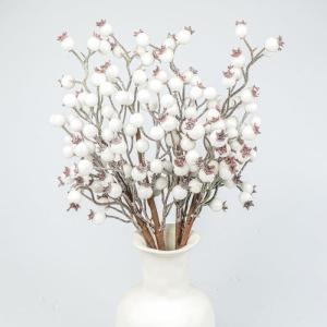 Künstliche weiße Beerenstiele, burgunderrote weiße Beerenspieße, Stechpalmenbeeren, Zweige für Weihnachtsbaumschmuck, Basteln, Hochzeit, Urlaub, Jahreszeit, Winterdekoration, 