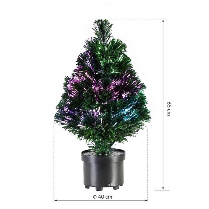 CASARIA Mini Kunstkerstboom 65cm Glasvezelverlichting Automatische Kleurverandering 9 Lichteffecten Nep Kerstboom Groen