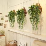 YGSAT , 2 stuks kunsthangplanten, kunststof planten, nepplanten voor binnen, hangplanten voor hangmanden voor binnen, buitentuin, bruiloftsfeestdecoratie (geel)