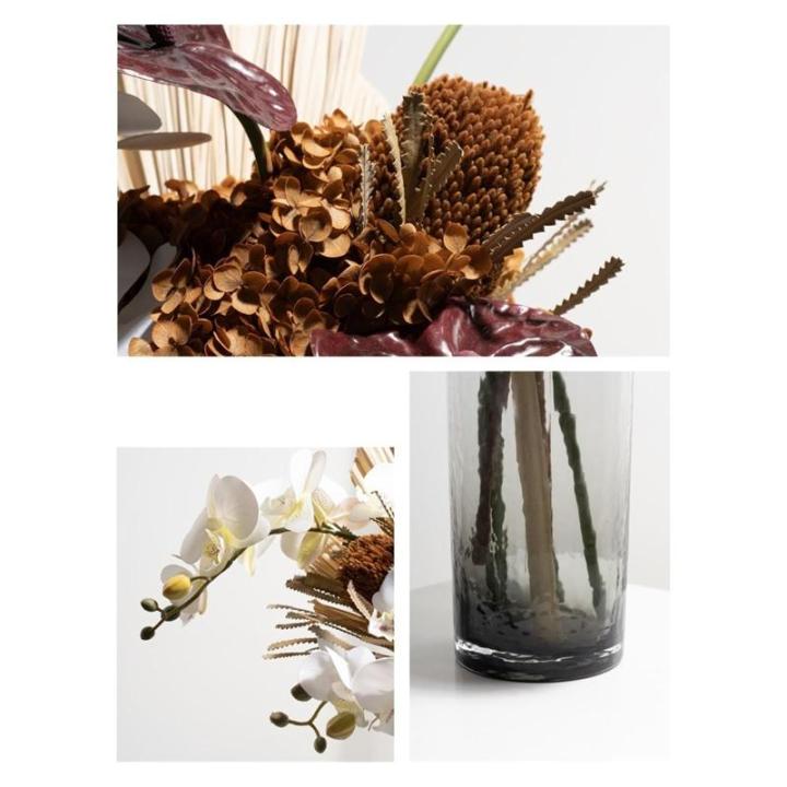 Kunstblumen Leichtes, luxuriöses Kunstblumenarrangement – ​​Elegante Villa-Tischblumen aus Glas für Heim- und Innendekoration mit Blumenmuster für jeden Anlass