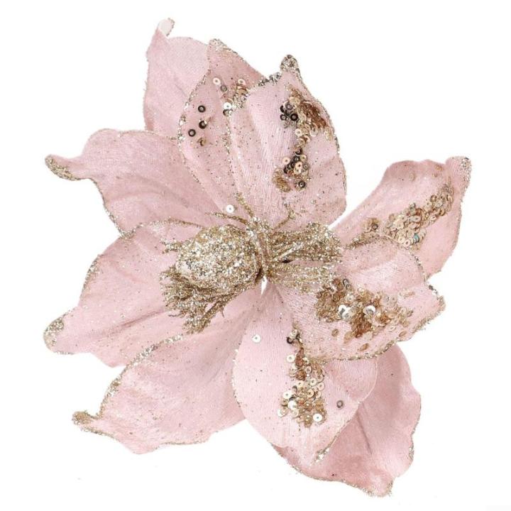 Glitzernder Weihnachtsstern, Weihnachtsbaumschmuck, hängende Dekoration für Weihnachtsbaum, Hochzeit, Party, Kranz, Dekoration (Rosa)