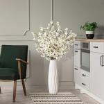 4 stuks kunstkersenbloesemtakken, witte perzikbloemen, 100 cm, kunstbloemen, bulk, lente, zijden bloemen, planten, bundel, lange stelen voor bruiloft, feest, tafel, vaas, decoratie