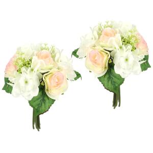 Kunstrozenboeket met hortensia, boeket, kunstboeket, rozen, boeket, zijden bloemen, boeket, hortensia-boeket, kunstbloemen, rozen, bloemen, bruiloft, lichtroze