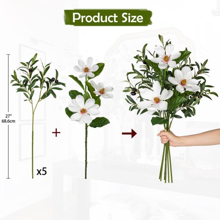 Kunstmatige olijftak met magnoliabloem