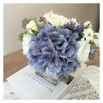 Kunstblumen Seidenblumen-Set mit Glasvase – Elegantes künstliches Blumenarrangement für Zuhause, Wohnzimmer, Esstisch, künstliche Dekoration für jeden Anlass