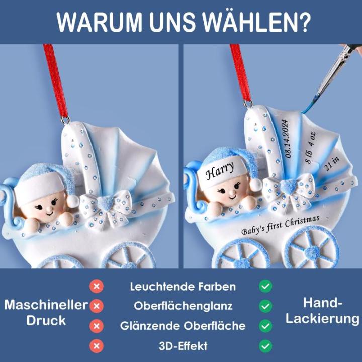 Gepersonaliseerde kersthangers met naam Baby's eerste Kerstmis - 2023 kunsthars kerstboomversiering, gepersonaliseerde , cadeaus voor baby's, zoons, kleinkinderen kinderwagen
