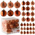 koperoranje kerstbalornamenten voor kerstversiering - 36 stuks kerstboom onbreekbare ornamenten met ophanglus voor vakantie- en feestdecoratie (combo van 6 stijlen in 3 maten)