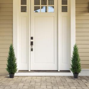 , grote cederboom, 95 cm, als echt in pot, kunststof, buitendecoratie, verpakking van 2 stuks