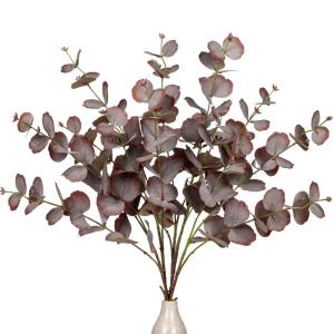 5 stuks kunsttakken, eucalyptus, decoratieve takken, bruine eucalyptusbladeren, kunstplant als echte decoratieve planten voor bruiloft, tafelopzetstuk, bloemstuk, woondecoratie